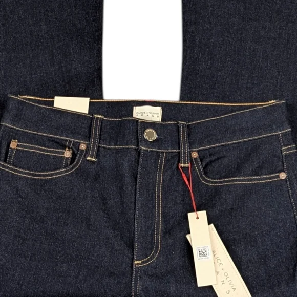 Alice + Olivia SB High Rise Bell Jean Dark Rinse NWT $330 Size 30 J1739 - Picture 6 of 9